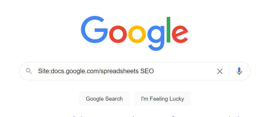 Google advanced search for finding spreadsheets