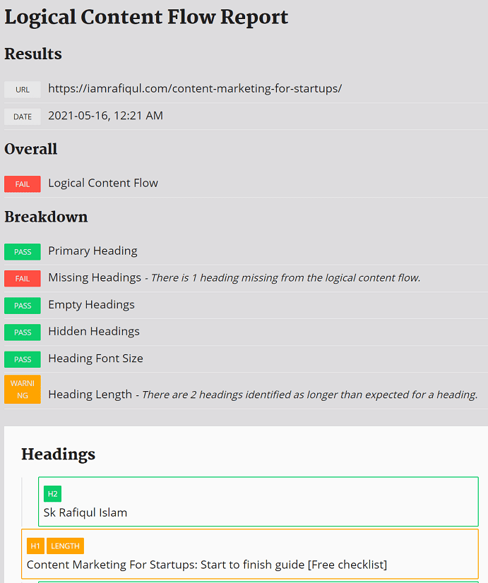 check content flow report