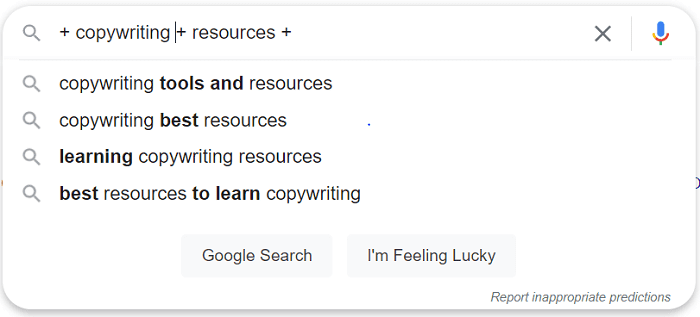 Google autocomplete