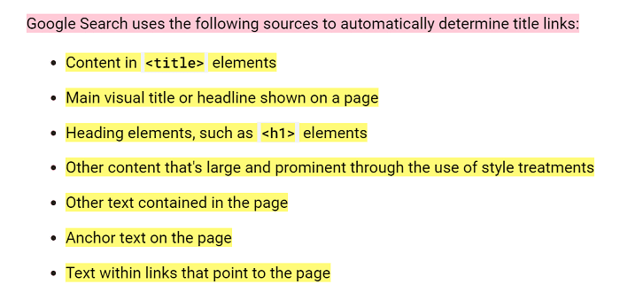 Google’s documentation of controlling Title Elements in search results